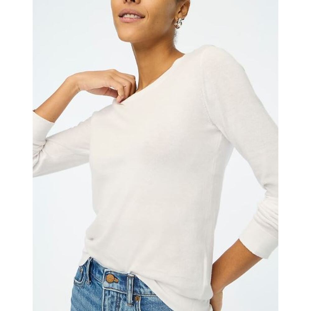 JCrew Factory Women's Crewneck 100% Cotton Teddie Sweater L1561 White Size S NWT
